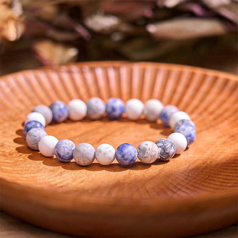 Buddha Stonesホワイトターコイズ ピカソジャスパー ブルースポットジャスパー リラクゼーションブレスレット