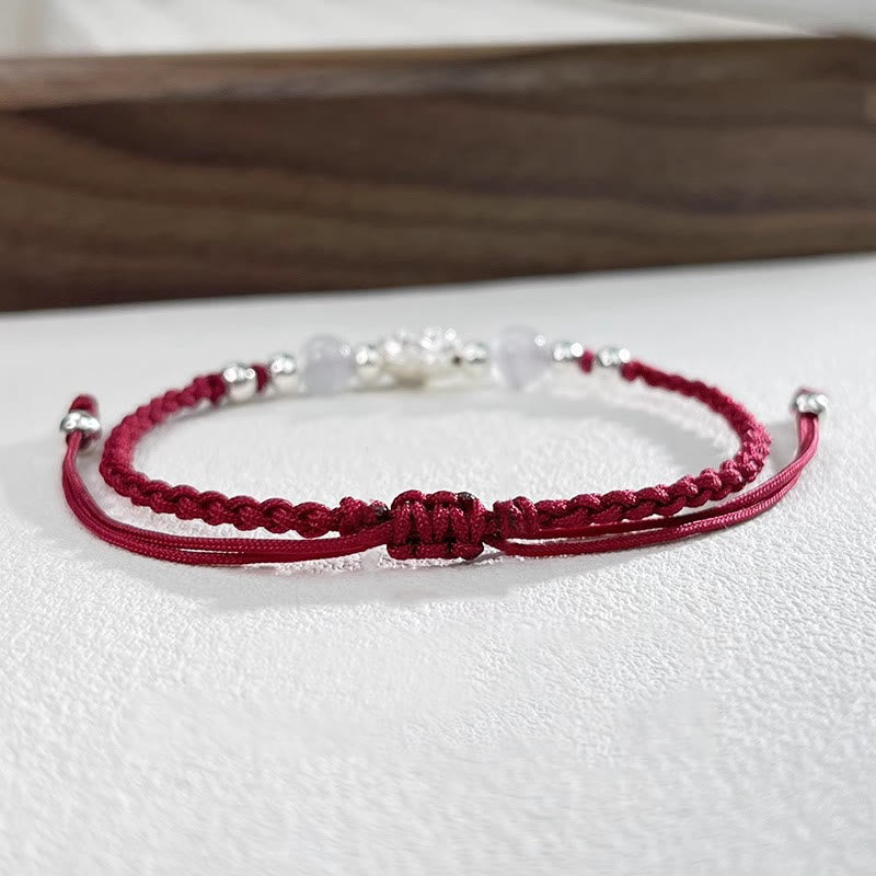 Buddha Stones 999スターリングシルバー ロータスデザイン キャッツアイビーズ プロテクションストリングブレスレット - image 13