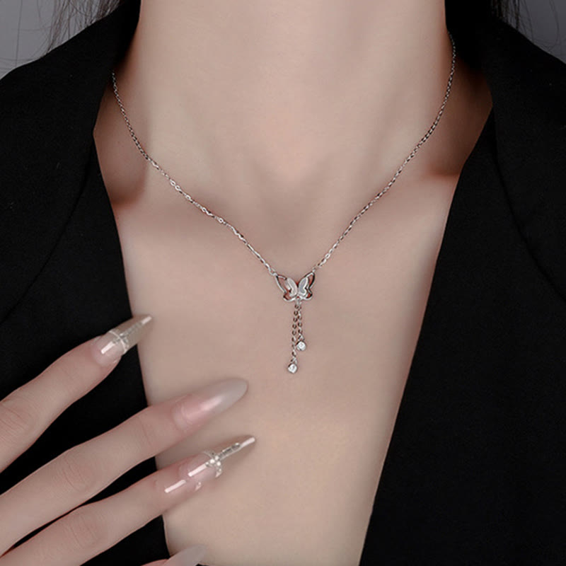 Buddha Stones 999スターリングシルバー シャコガイ ストーン バタフライ カームネックレス ペンダント