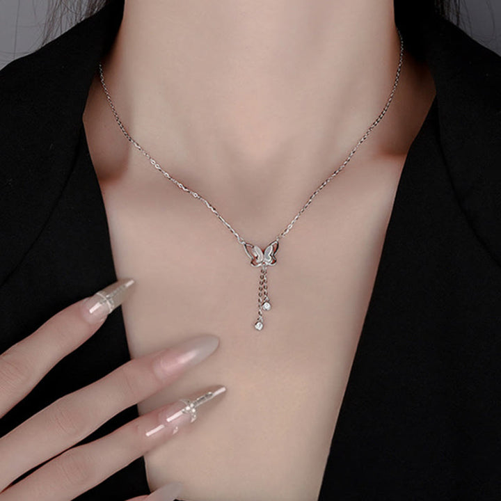 Buddha Stones 999スターリングシルバー シャコガイ ストーン バタフライ カームネックレス ペンダント