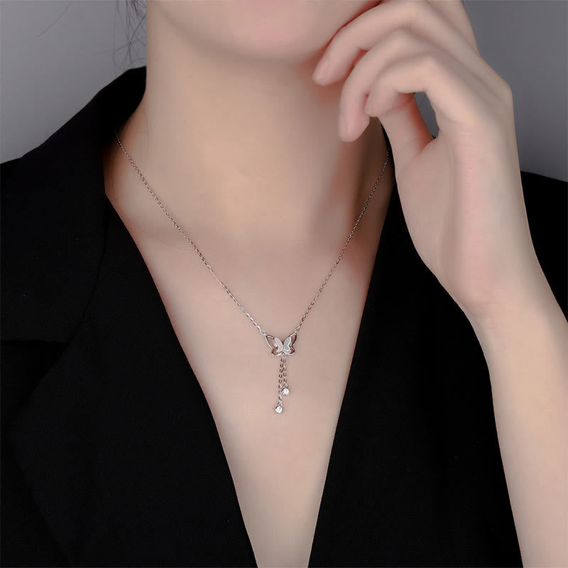 Buddha Stones 999スターリングシルバー シャコガイ ストーン バタフライ カームネックレス ペンダント