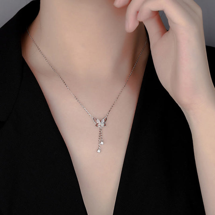 Buddha Stones 999スターリングシルバー シャコガイ ストーン バタフライ カームネックレス ペンダント