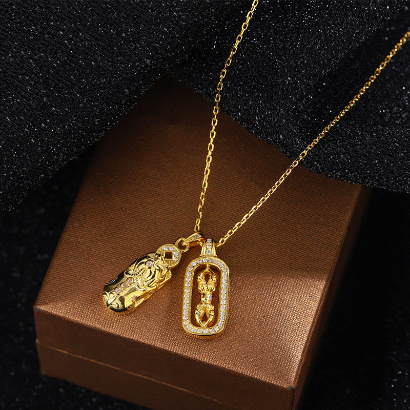 Buddha Stones999 スターリングシルバー ゴールデンPiXiu銅貨 金剛杵 富のネックレス ペンダント - image 9