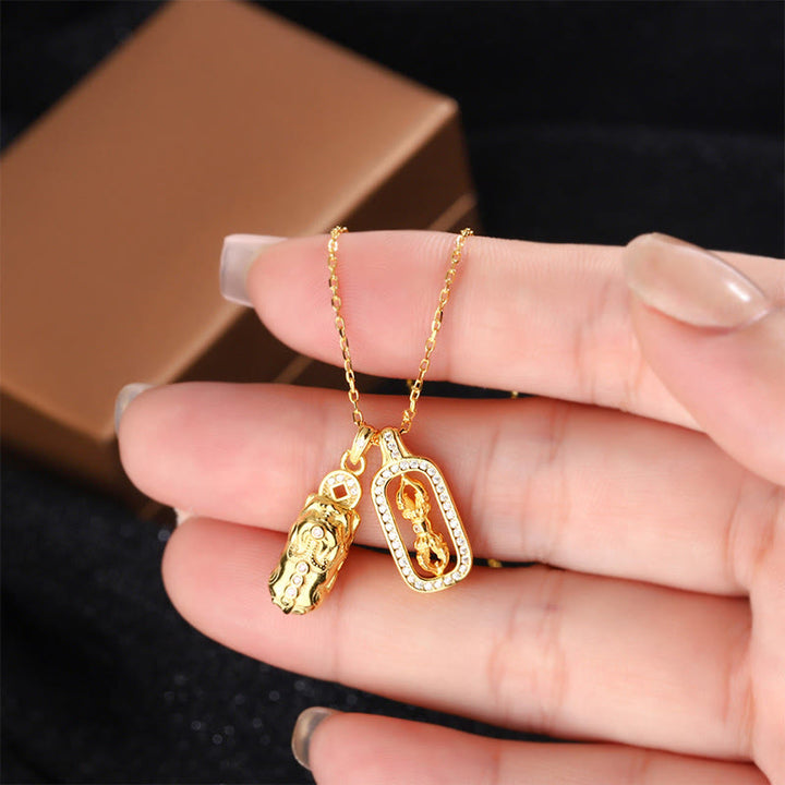 Buddha Stones999 スターリングシルバー ゴールデンPiXiu銅貨 金剛杵 富のネックレス ペンダント - image 10