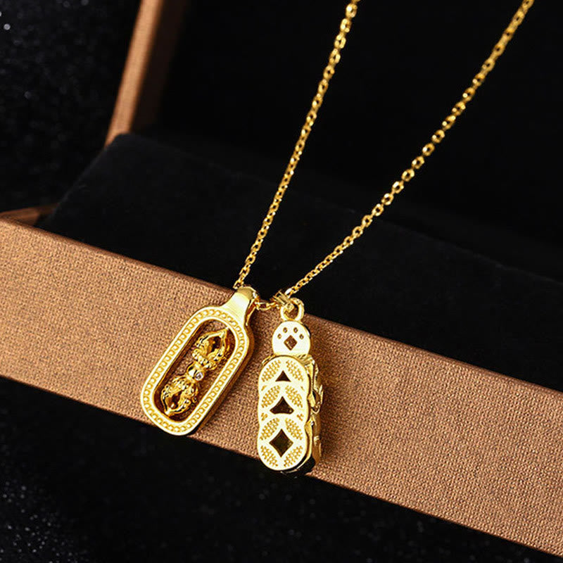 Buddha Stones999 スターリングシルバー ゴールデンPiXiu銅貨 金剛杵 富のネックレス ペンダント - image 2