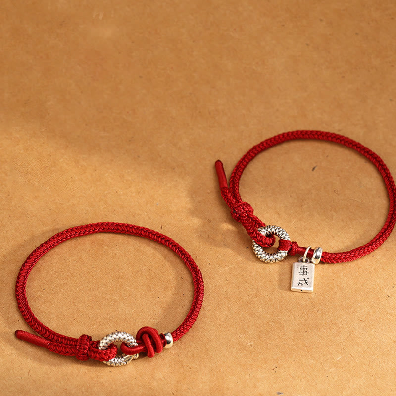 Buddha Stones999スターリングシルバー 龍年平和のお守りチャーム幸運ブレスレット  - image 1