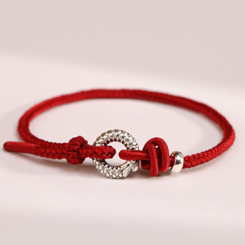 Buddha Stones999スターリングシルバー 龍年平和のお守りチャーム幸運ブレスレット