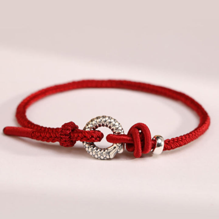 Buddha Stones999スターリングシルバー 龍年平和のお守りチャーム幸運ブレスレット
