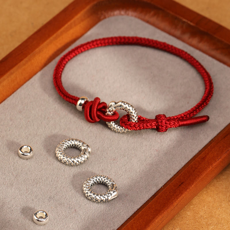 Buddha Stones999スターリングシルバー 龍年平和のお守りチャーム幸運ブレスレット