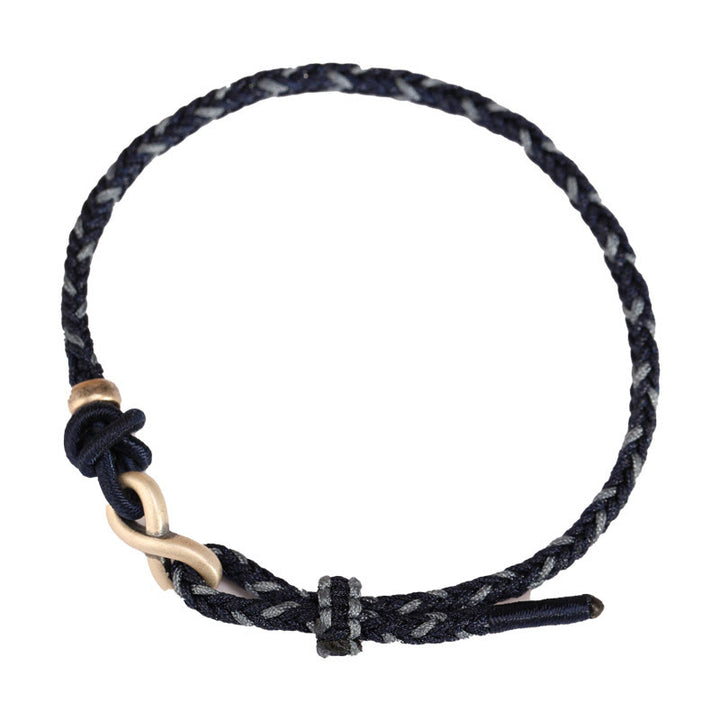 Buddha Stonesハンドメイド999スターリングシルバーエンドレスノットインフィニティシンボル幸運ロープブレスレット