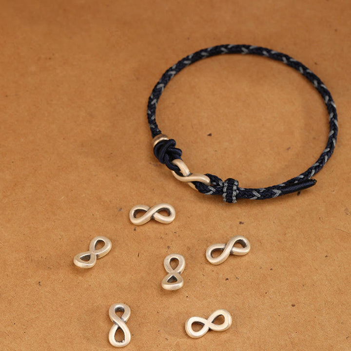 Buddha Stonesハンドメイド999スターリングシルバーエンドレスノットインフィニティシンボル幸運ロープブレスレット