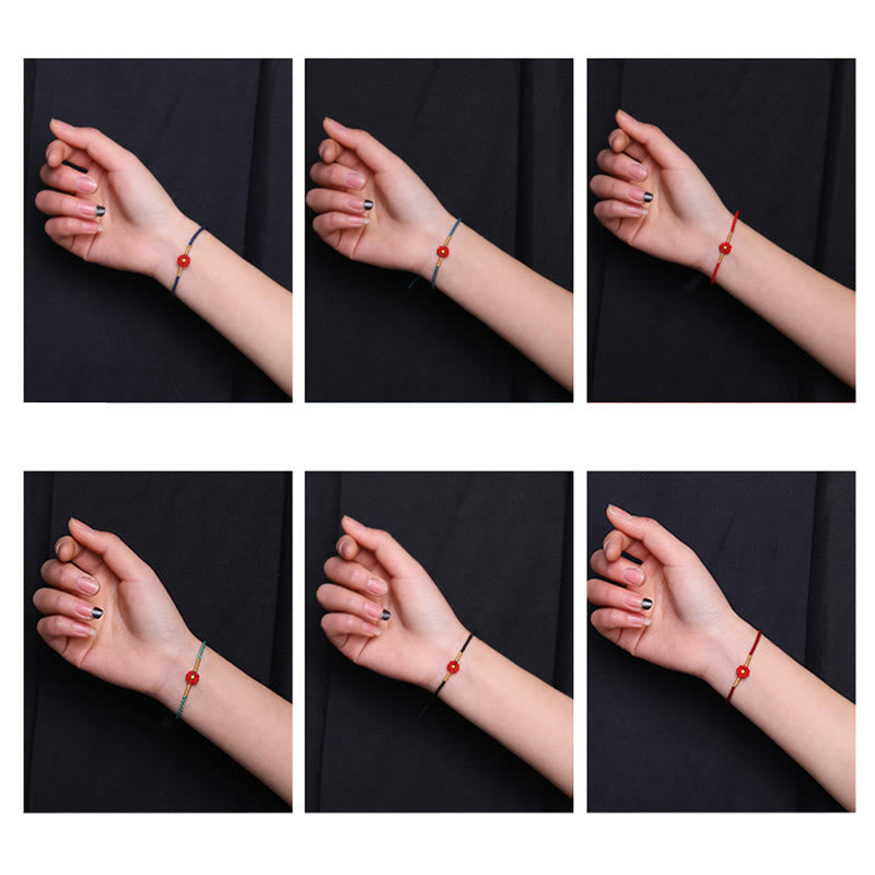 Buddha Stones999ゴールドミニビーズ ハンドメイドフラワーデザイン 幸運の守護ロープブレスレット - image 18