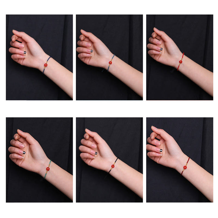 Buddha Stones999ゴールドミニビーズ ハンドメイドフラワーデザイン 幸運の守護ロープブレスレット - image 18