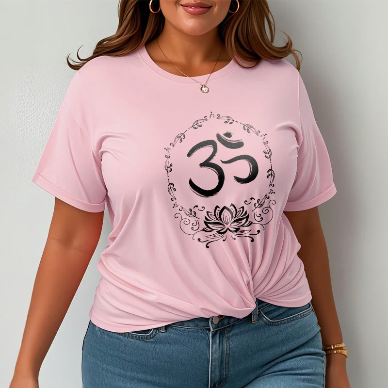 Buddha StonesOM ロータス スケッチ コットン Tシャツ - image 15