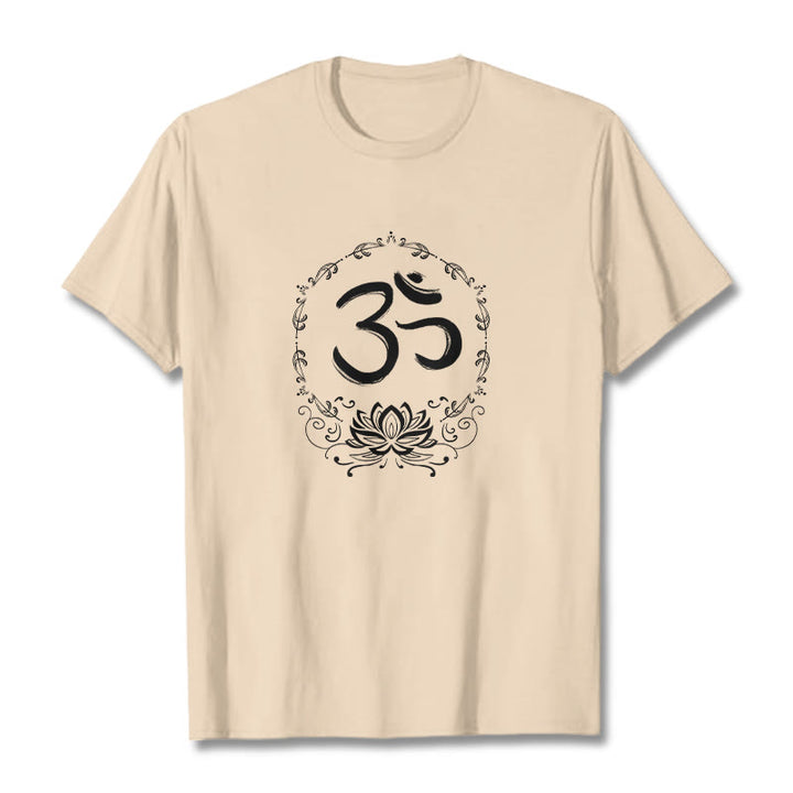 Buddha StonesOM ロータス スケッチ コットン Tシャツ - ビスク - 2XL - image 12