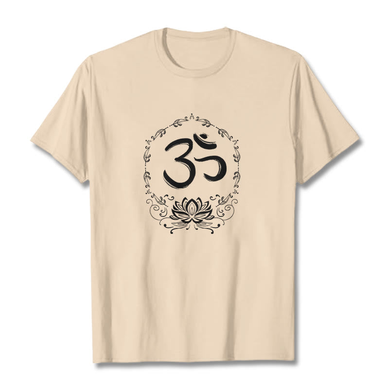 Buddha StonesOM ロータス スケッチ コットン Tシャツ - ビスク - 2XL - image 11
