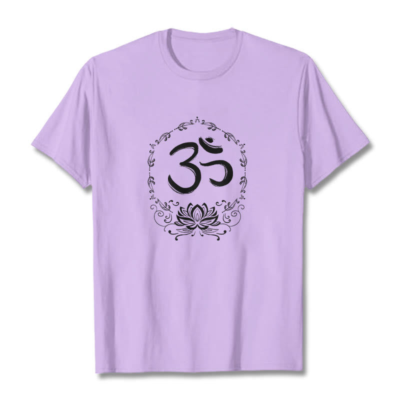 Buddha StonesOM ロータス スケッチ コットン Tシャツ - 梅 - 2XL - image 16