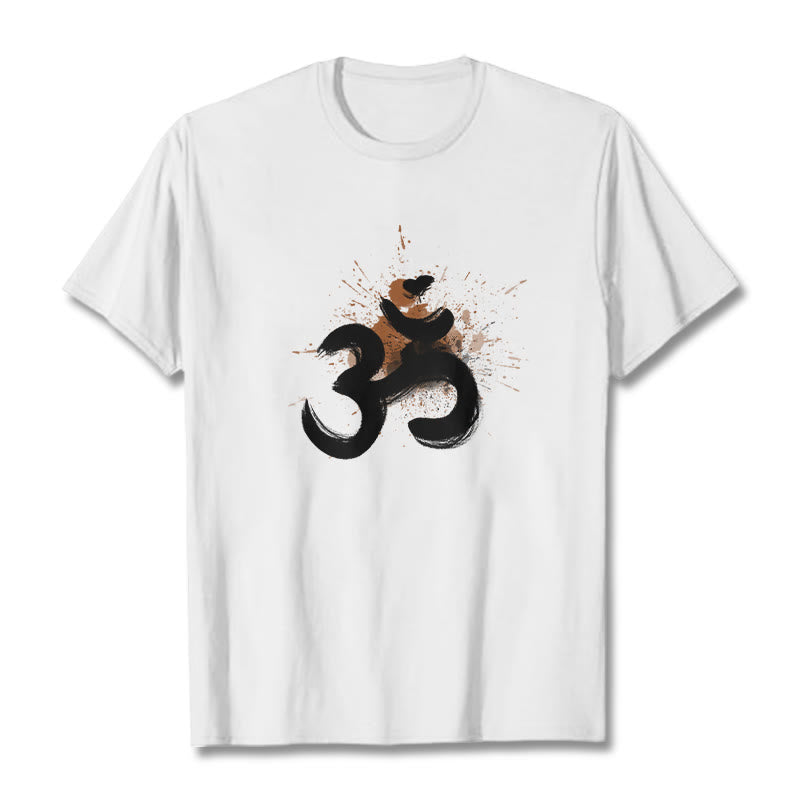 Buddha StonesOM サンスクリットデザイン コットンTシャツ - 白 - 2XL - image 1