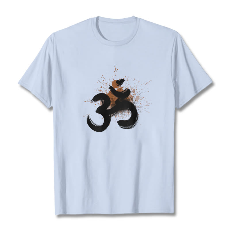 Buddha StonesOM サンスクリットデザイン コットンTシャツ - ライトシアン - 2XL - image 11