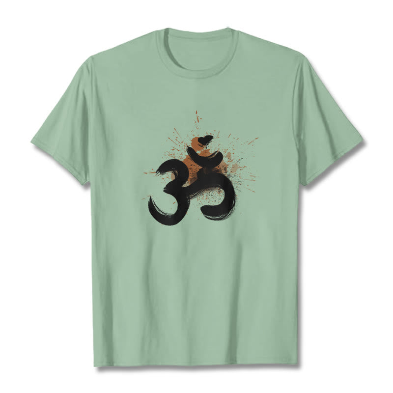 Buddha StonesOM サンスクリットデザイン コットンTシャツ - ペールグリーン - 2XL - image 18