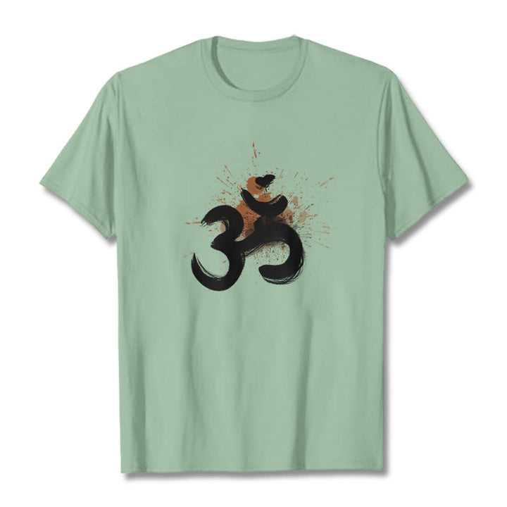 Buddha StonesOM サンスクリットデザイン コットンTシャツ - ペールグリーン - 2XL - image 18