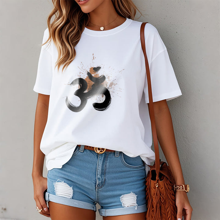 Buddha StonesOM サンスクリットデザイン コットンTシャツ - image 3