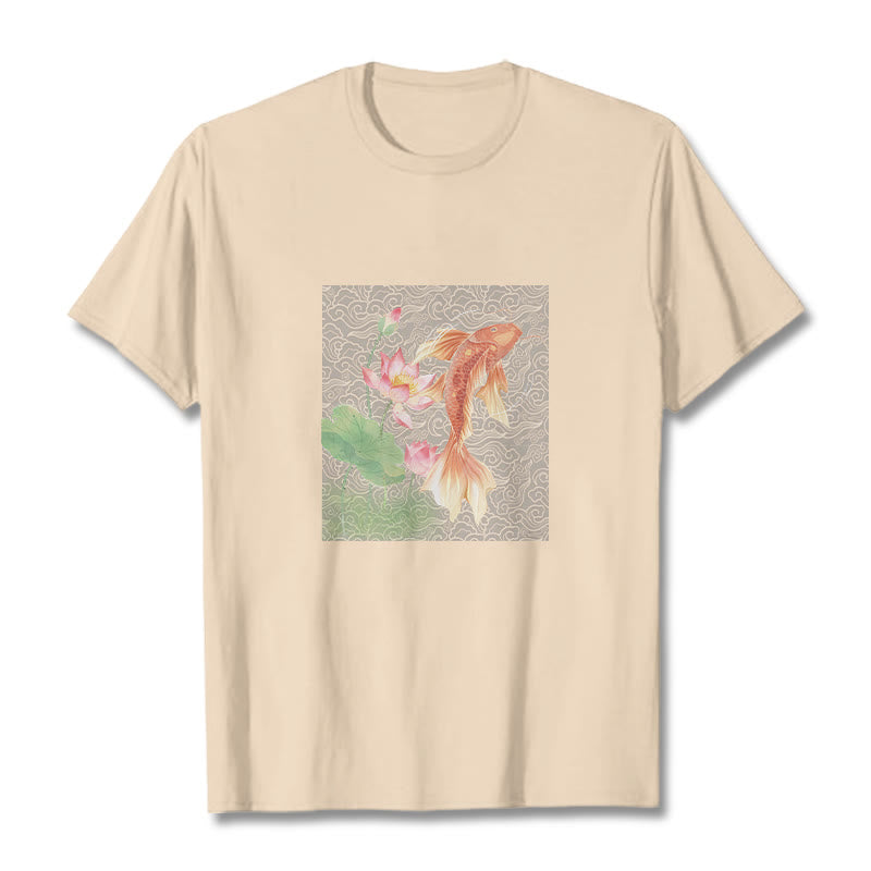 Buddha Stones、鯉、蓮の組み合わせコットンTシャツ - ビスク - 2XL - image 12