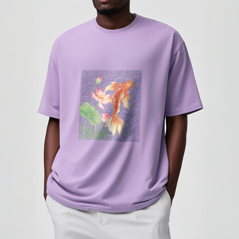 Buddha Stones、鯉、蓮の組み合わせコットンTシャツ - image 18