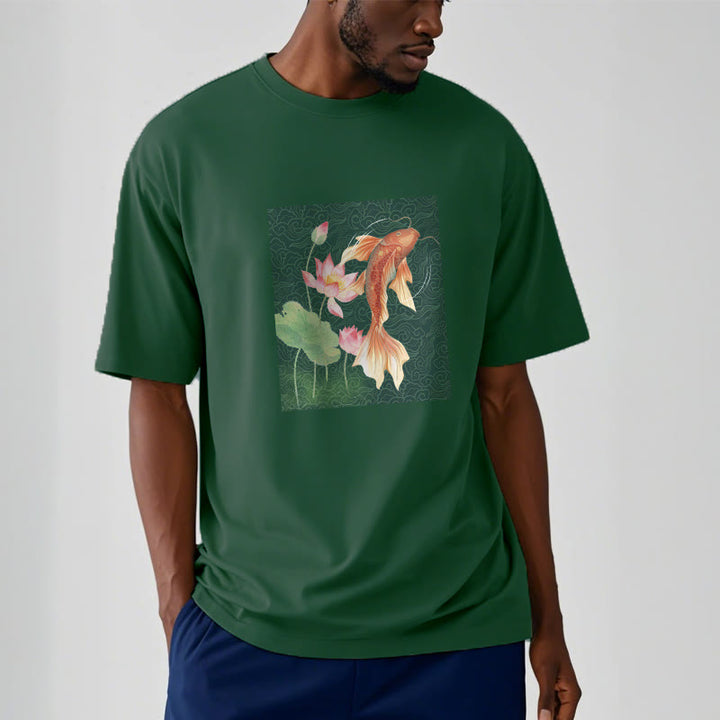 Buddha Stones、鯉、蓮の組み合わせコットンTシャツ - image 10