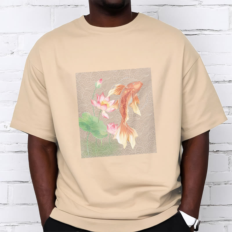 Buddha Stones、鯉、蓮の組み合わせコットンTシャツ - image 13
