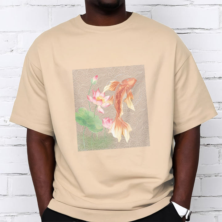 Buddha Stones、鯉、蓮の組み合わせコットンTシャツ - image 13