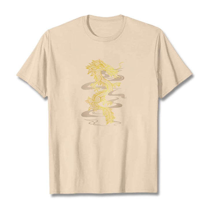 Buddha StonesゴールデンドラゴンコットンTシャツ - ビスク - 2XL - image 13