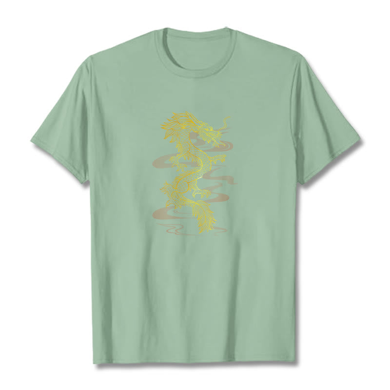 Buddha StonesゴールデンドラゴンコットンTシャツ - ペールグリーン - 2XL - image 15