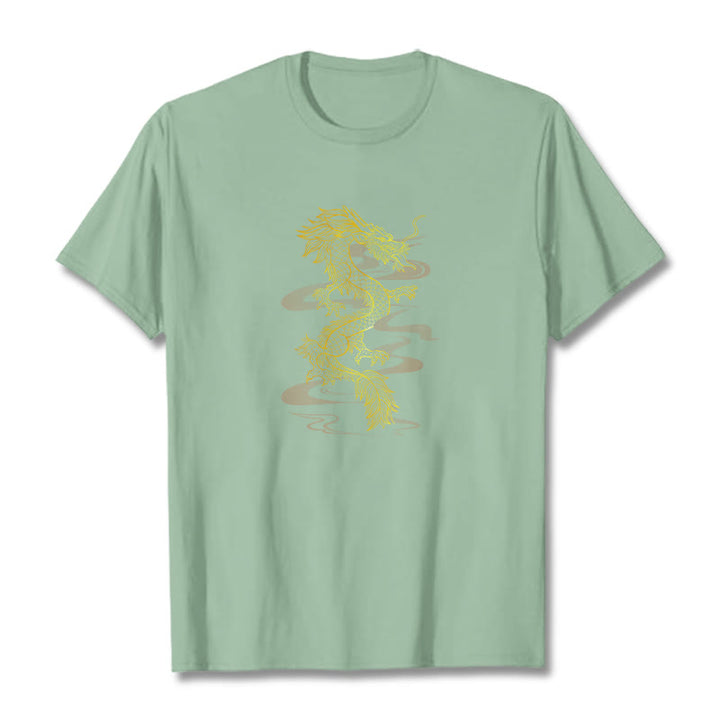 Buddha StonesゴールデンドラゴンコットンTシャツ - ペールグリーン - 2XL - image 15