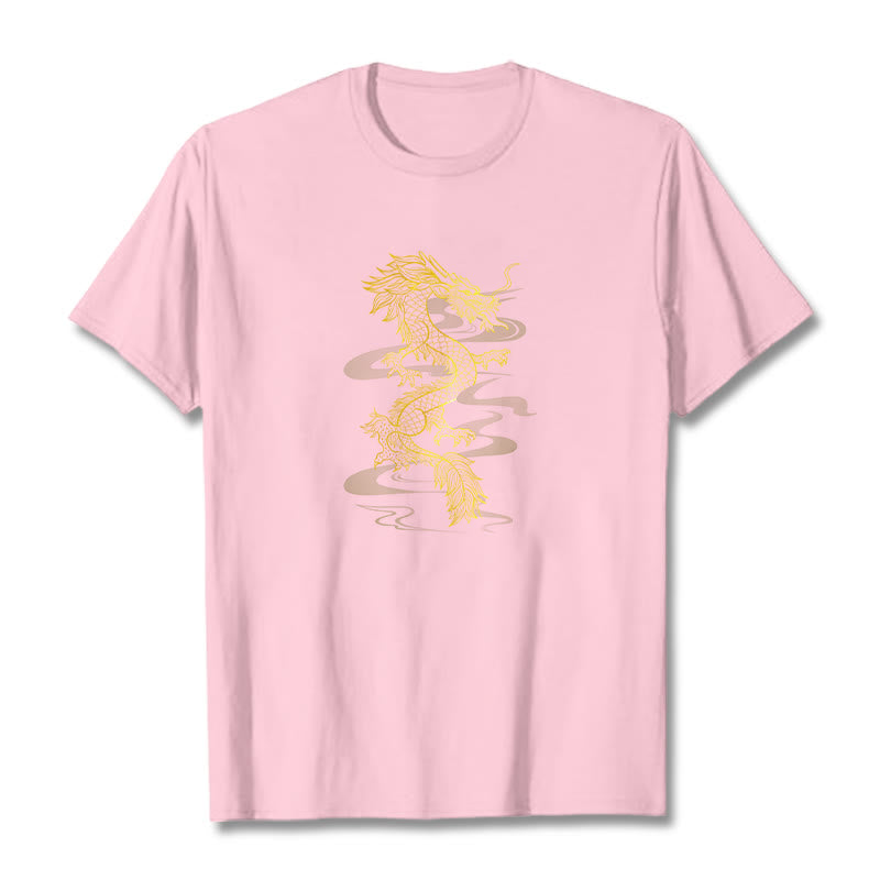Buddha StonesゴールデンドラゴンコットンTシャツ - ライトピンク - 2XL - image 18