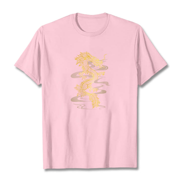 Buddha StonesゴールデンドラゴンコットンTシャツ - ライトピンク - 2XL - image 18