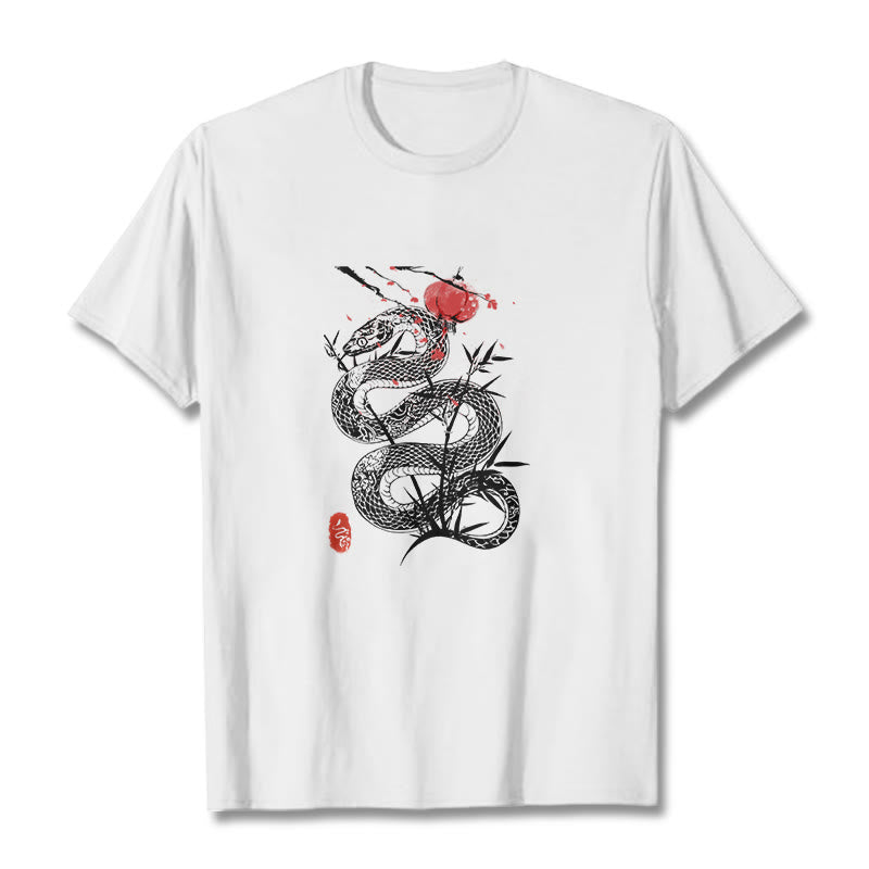 Buddha Stones、ランタン、竹の葉、蛇のデザインコットンTシャツ - image 6