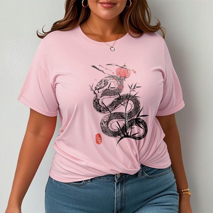 Buddha Stones、ランタン、竹の葉、蛇のデザインコットンTシャツ - image 19