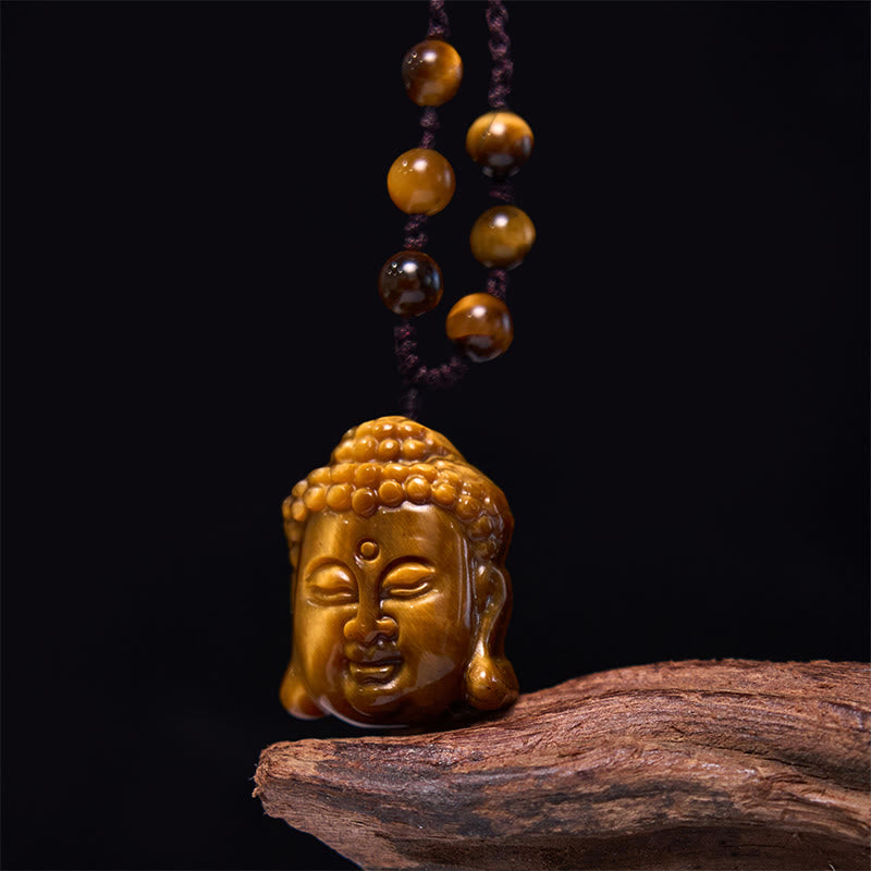 Buddha Stonesタイガーアイ ストリング 仏陀頭 勇気 ネックレス ペンダント - image 11