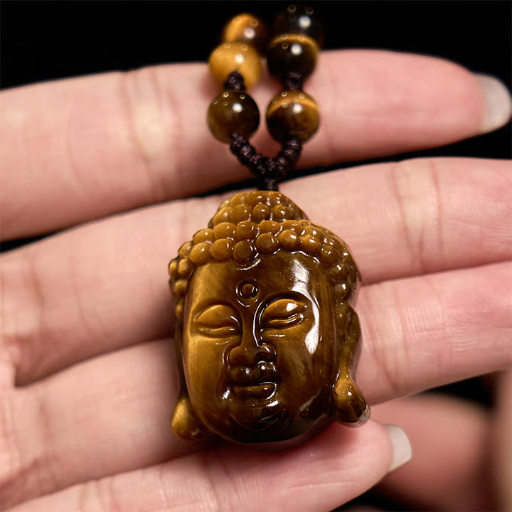 Buddha Stonesタイガーアイ ストリング 仏陀頭 勇気 ネックレス ペンダント - image 15