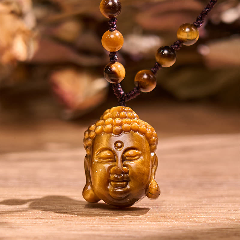 Buddha Stonesタイガーアイ ストリング 仏陀頭 勇気 ネックレス ペンダント - image 13