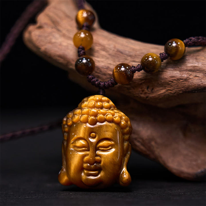 Buddha Stonesタイガーアイ ストリング 仏陀頭 勇気 ネックレス ペンダント - image 12