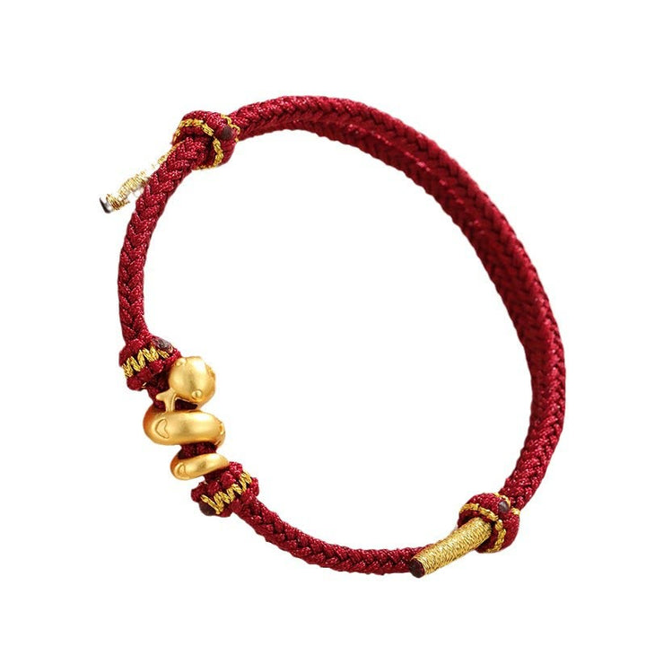 Buddha Stonesハンドメイド 999 スターリングシルバー 黄金の蛇年 赤い糸 守護 編み込みブレスレット