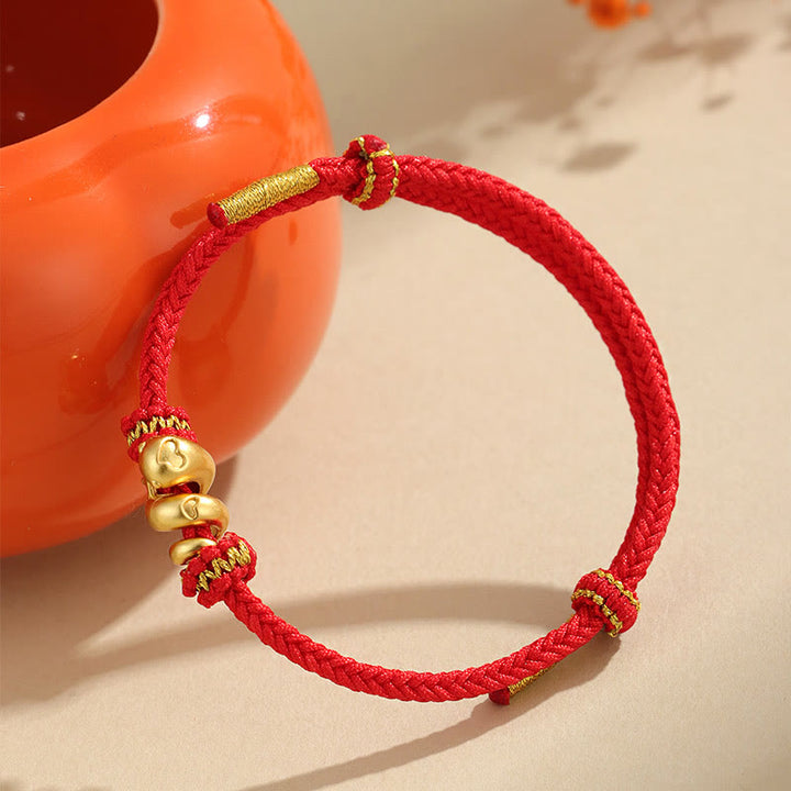 Buddha Stonesハンドメイド 999 スターリングシルバー 黄金の蛇年 赤い糸 守護 編み込みブレスレット