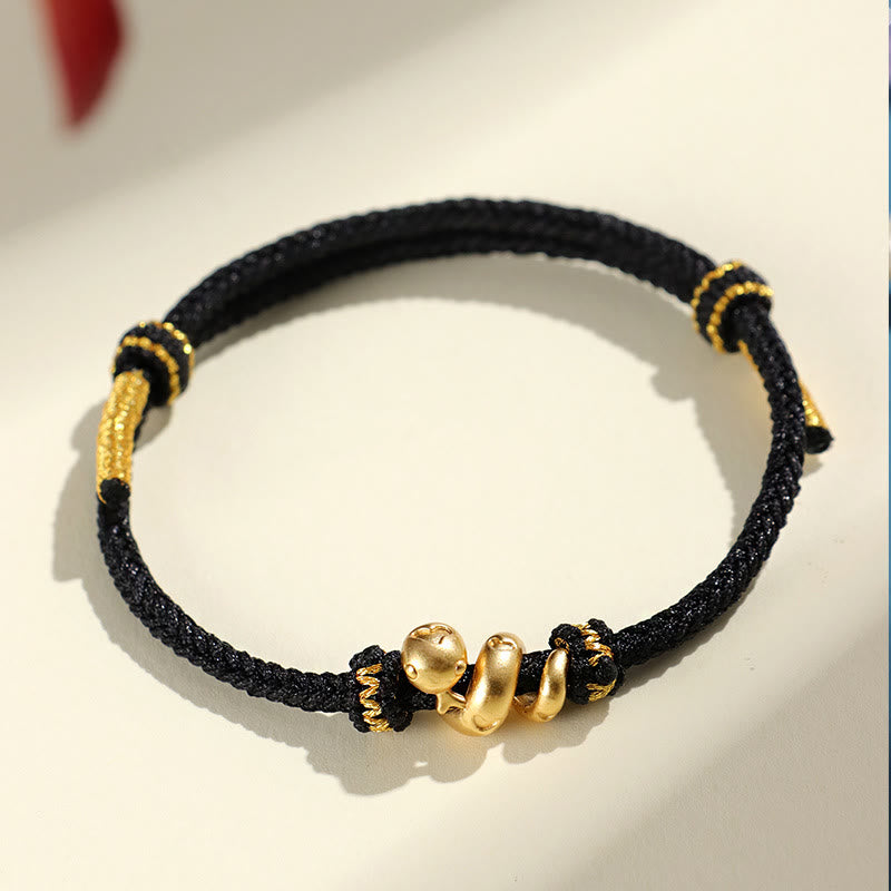 Buddha Stonesハンドメイド 999 スターリングシルバー 黄金の蛇年 赤い糸 守護 編み込みブレスレット