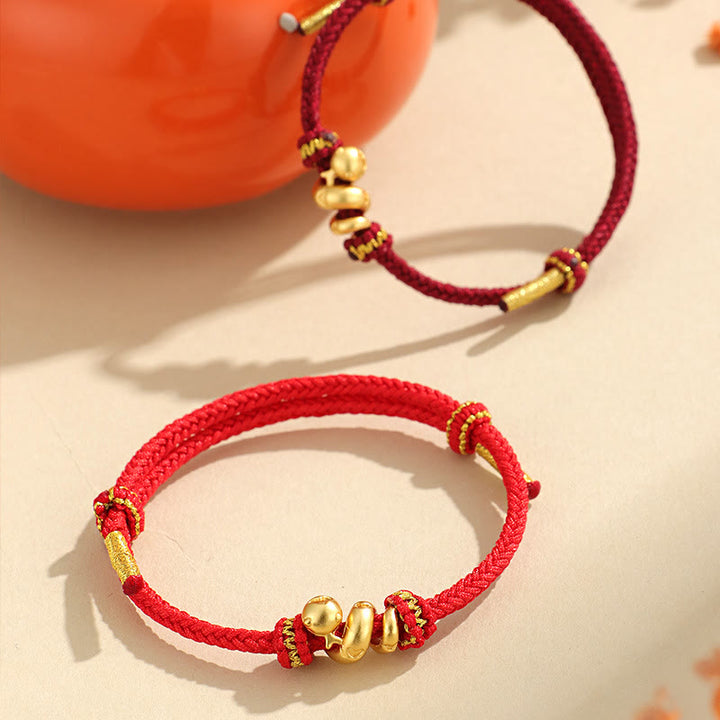 Buddha Stonesハンドメイド 999 スターリングシルバー 黄金の蛇年 赤い糸 守護 編み込みブレスレット