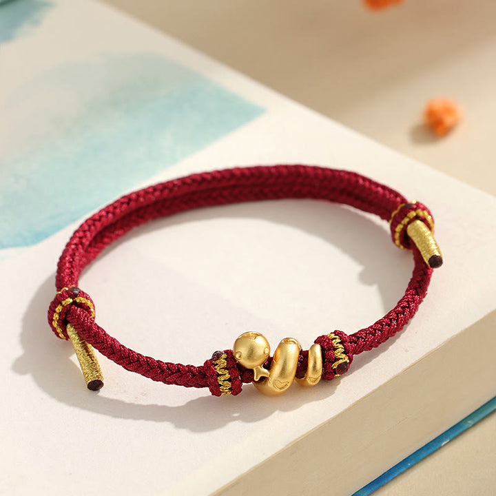 Buddha Stonesハンドメイド 999 スターリングシルバー 黄金の蛇年 赤い糸 守護 編み込みブレスレット