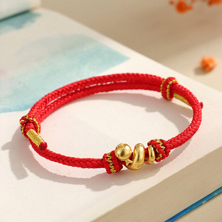 Buddha Stonesハンドメイド 999 スターリングシルバー 黄金の蛇年 赤い糸 守護 編み込みブレスレット