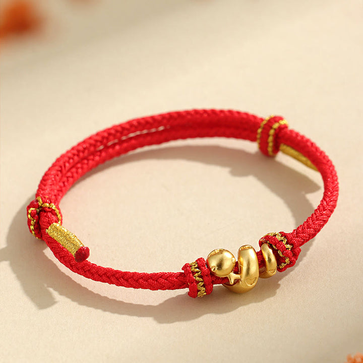 Buddha Stonesハンドメイド 999 スターリングシルバー 黄金の蛇年 赤い糸 守護 編み込みブレスレット