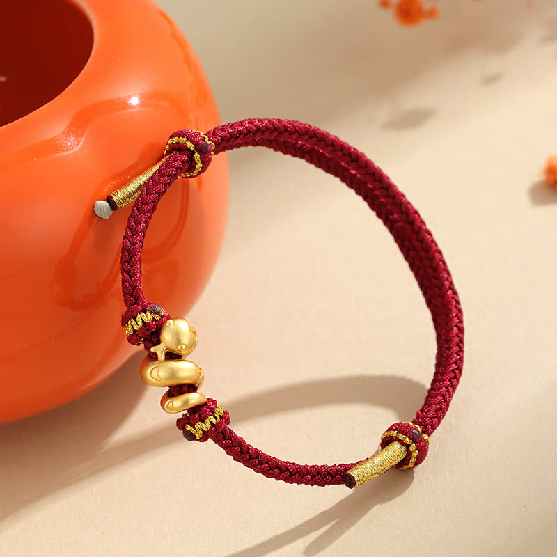 Buddha Stonesハンドメイド 999 スターリングシルバー 黄金の蛇年 赤い糸 守護 編み込みブレスレット